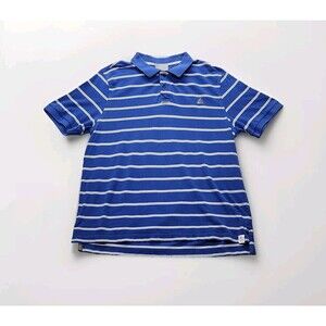 Wonderwall Surf Utility Polo Shirt Size X-Large Blue w/ Brown & White Stripes